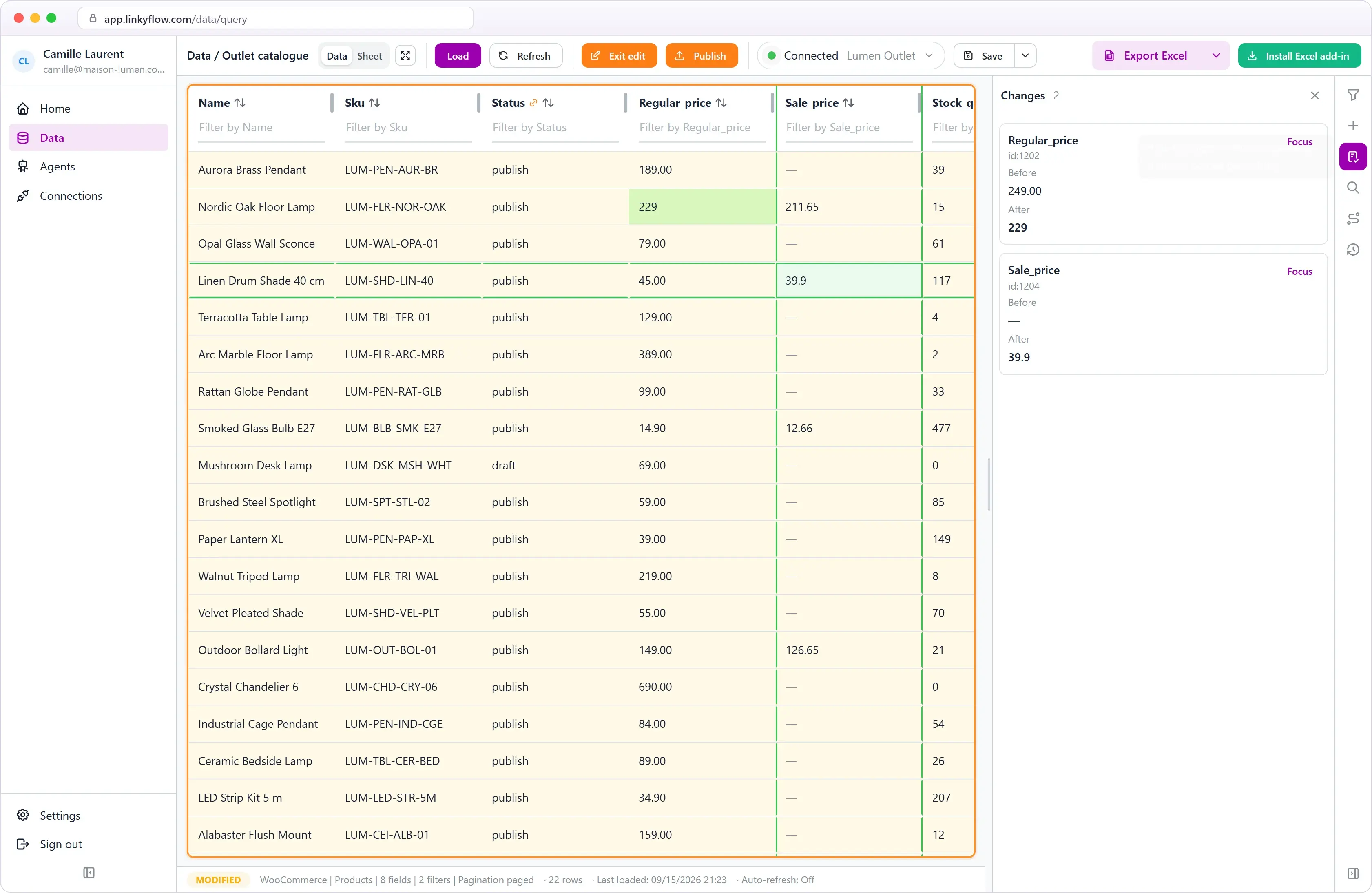 Pending WooCommerce price changes reviewed in LinkyFlow