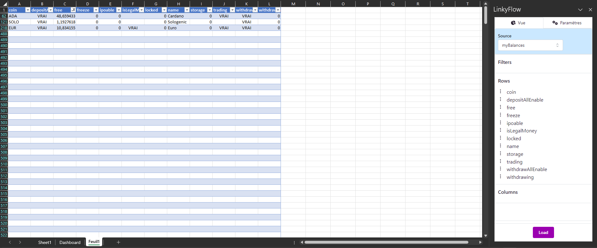 My balances from binance endpoint