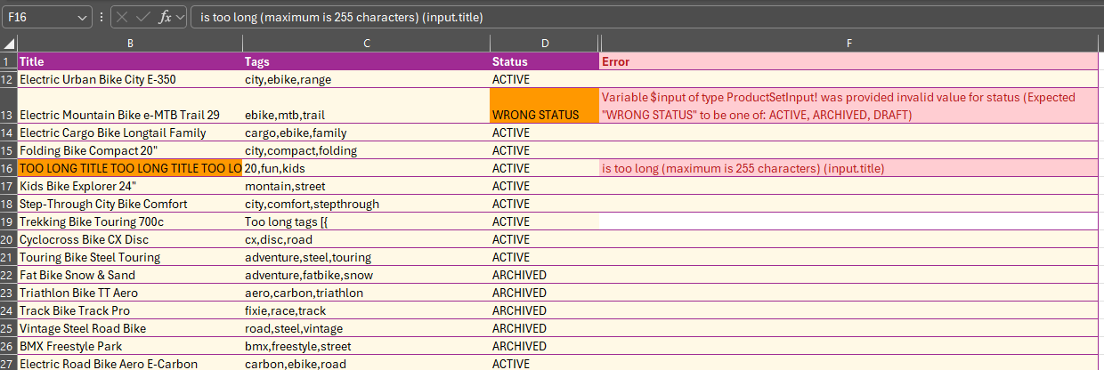 Validation feedback in ShopFlow